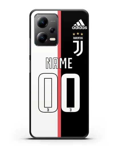Именной чехол Ювентус с фамилией и номером (сезон 2019-2020) бело-черная форма силиконовый для Xiaomi Poco X5