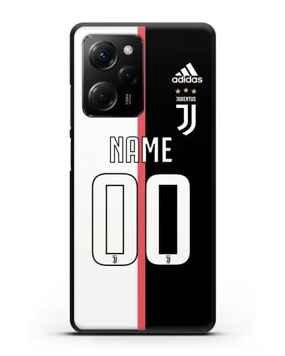 Именной чехол Ювентус с фамилией и номером (сезон 2019-2020) бело-черная форма силиконовый для Xiaomi Poco X5 Pro