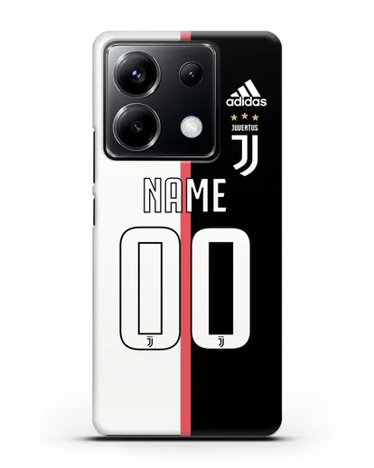 Именной чехол Ювентус с фамилией и номером (сезон 2019-2020) бело-черная форма силиконовый для Xiaomi Poco X6