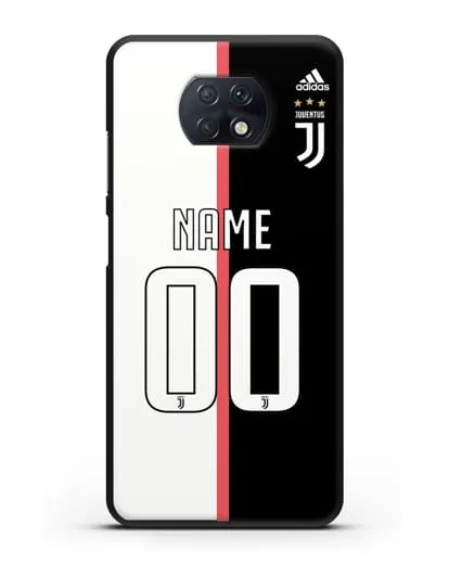 Именной чехол Ювентус с фамилией и номером (сезон 2019-2020) бело-черная форма силиконовый для Xiaomi Redmi Note 9T