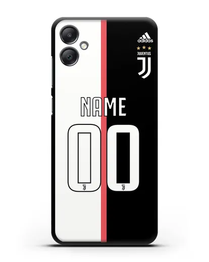 Именной чехол Ювентус с фамилией и номером (сезон 2019-2020) бело-черная форма силиконовый для Samsung Galaxy A05 [SM-A055]