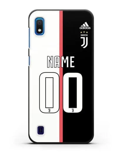 Именной чехол Ювентус с фамилией и номером (сезон 2019-2020) бело-черная форма силиконовый для Samsung Galaxy A10 [SM-A105F]
