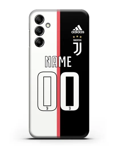 Именной чехол Ювентус с фамилией и номером (сезон 2019-2020) бело-черная форма силиконовый для Samsung Galaxy A14 [SM-A145]