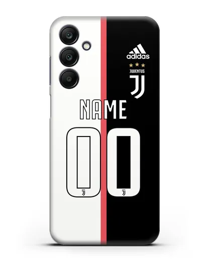 Именной чехол Ювентус с фамилией и номером (сезон 2019-2020) бело-черная форма силиконовый для Samsung Galaxy A25 [SM-A256]