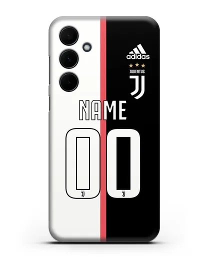 Именной чехол Ювентус с фамилией и номером (сезон 2019-2020) бело-черная форма силиконовый для Samsung Galaxy A35 [SM-A356]