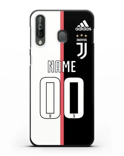 Именной чехол Ювентус с фамилией и номером (сезон 2019-2020) бело-черная форма силиконовый для Samsung Galaxy A40s [SM-A507FN]