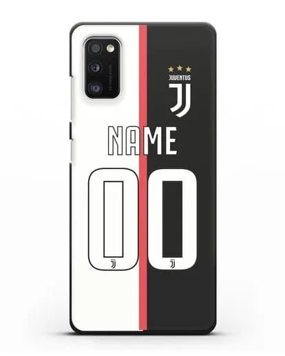 Именной чехол Ювентус с фамилией и номером (сезон 2019-2020) бело-черная форма силиконовый для Samsung Galaxy A41 [SM-A415F]