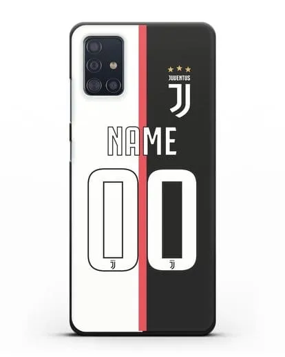 Именной чехол Ювентус с фамилией и номером (сезон 2019-2020) бело-черная форма силиконовый для Samsung Galaxy A51 [SM-A515F]