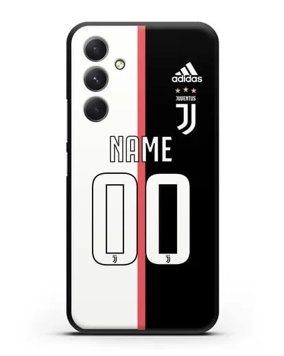 Именной чехол Ювентус с фамилией и номером (сезон 2019-2020) бело-черная форма силиконовый для Samsung Galaxy A54 [SM-A536]