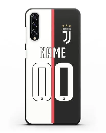 Именной чехол Ювентус с фамилией и номером (сезон 2019-2020) бело-черная форма силиконовый для Samsung Galaxy A70s [SM-A707F]