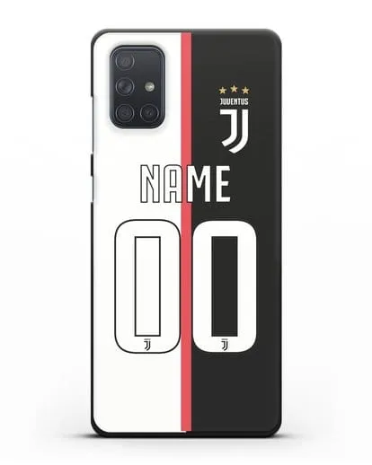 Именной чехол Ювентус с фамилией и номером (сезон 2019-2020) бело-черная форма силиконовый для Samsung Galaxy A71 [SM-A715F]