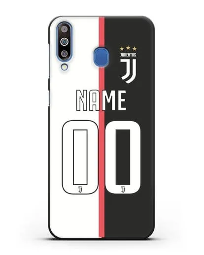 Именной чехол Ювентус с фамилией и номером (сезон 2019-2020) бело-черная форма силиконовый для Samsung Galaxy M30 [SM-M305F]