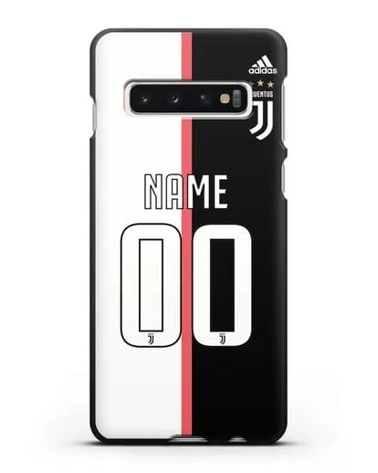 Именной чехол Ювентус с фамилией и номером (сезон 2019-2020) бело-черная форма силиконовый для Samsung Galaxy S10 Plus [SM-G975F]