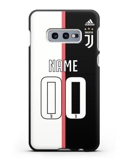 Именной чехол Ювентус с фамилией и номером (сезон 2019-2020) бело-черная форма силиконовый для Samsung Galaxy S10e [SM-G970F]