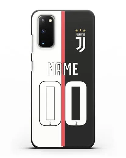 Именной чехол Ювентус с фамилией и номером (сезон 2019-2020) бело-черная форма силиконовый для Samsung Galaxy S20 [SM-G980F]