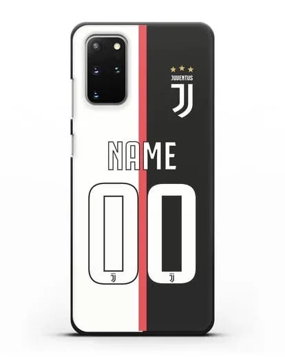 Именной чехол Ювентус с фамилией и номером (сезон 2019-2020) бело-черная форма силиконовый для Samsung Galaxy S20 Plus [SM-G985F]