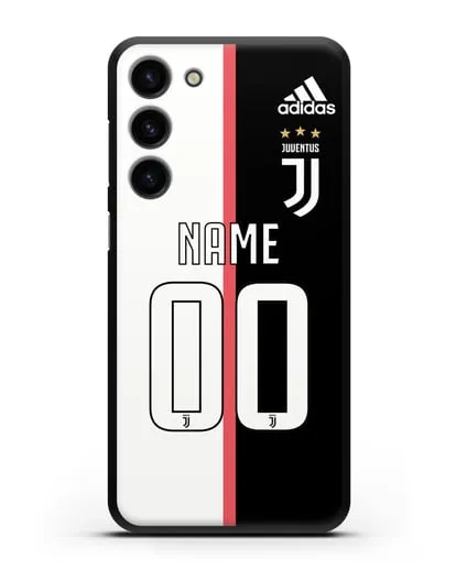 Именной чехол Ювентус с фамилией и номером (сезон 2019-2020) бело-черная форма силиконовый для Samsung Galaxy S23 Plus [SM-S916]