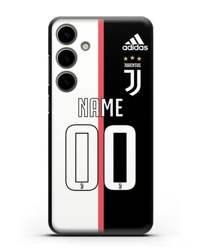 Именной чехол Ювентус с фамилией и номером (сезон 2019-2020) бело-черная форма силиконовый для Samsung Galaxy S24 Plus