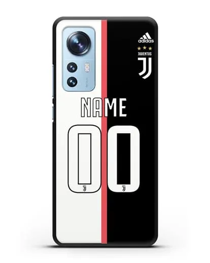 Именной чехол Ювентус с фамилией и номером (сезон 2019-2020) бело-черная форма силиконовый для Xiaomi 12 Pro