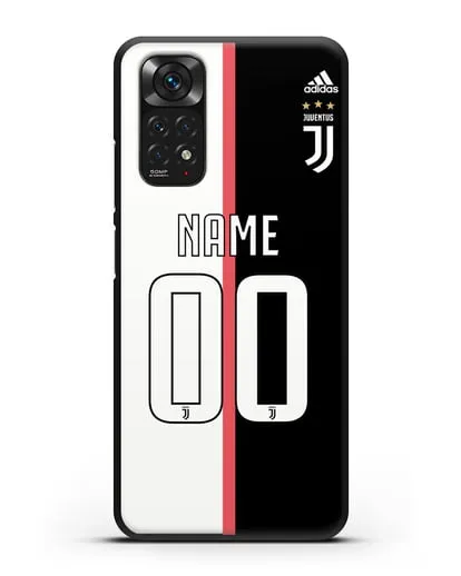 Именной чехол Ювентус с фамилией и номером (сезон 2019-2020) бело-черная форма силиконовый для Xiaomi Redmi Note 11