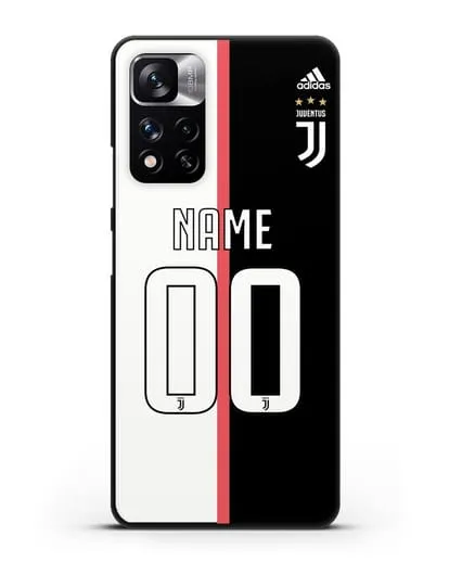 Именной чехол Ювентус с фамилией и номером (сезон 2019-2020) бело-черная форма силиконовый для Xiaomi Redmi Note 11 Pro Plus