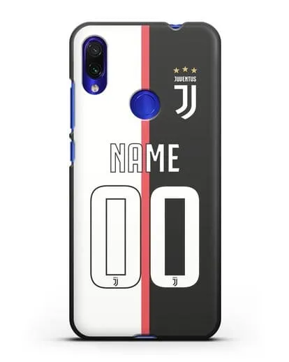 Именной чехол Ювентус с фамилией и номером (сезон 2019-2020) бело-черная форма силиконовый для Xiaomi Redmi Note 7