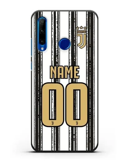 Именной чехол ФК Ювентус с фамилией и номером (сезон 2020-2021) домашняя форма силиконовый для Honor 10i