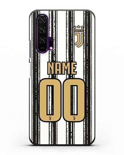 Именной чехол ФК Ювентус с фамилией и номером (сезон 2020-2021) домашняя форма силиконовый для Honor 20 Pro