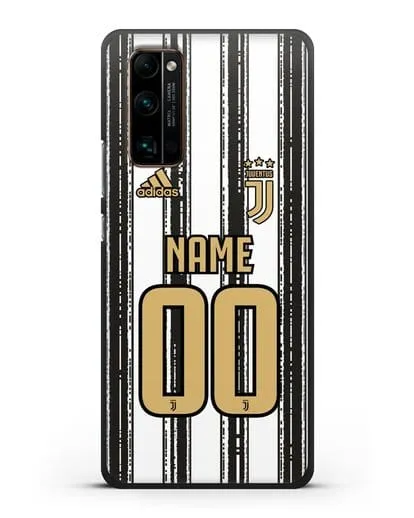 Именной чехол ФК Ювентус с фамилией и номером (сезон 2020-2021) домашняя форма силиконовый для Honor 30 Pro Plus