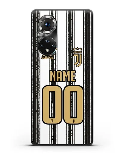 Именной чехол ФК Ювентус с фамилией и номером (сезон 2020-2021) домашняя форма силиконовый для Honor 50 Pro
