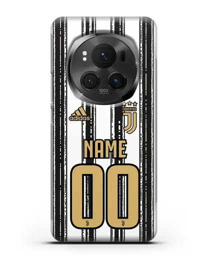 Именной чехол ФК Ювентус с фамилией и номером (сезон 2020-2021) домашняя форма силиконовый для Honor Magic 6 Pro