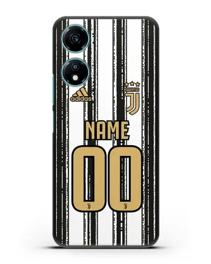 Именной чехол ФК Ювентус с фамилией и номером (сезон 2020-2021) домашняя форма силиконовый для Honor X5 Plus