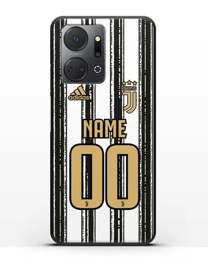 Именной чехол ФК Ювентус с фамилией и номером (сезон 2020-2021) домашняя форма силиконовый для Honor X7a