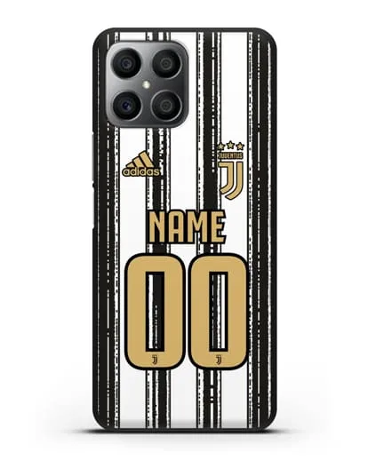 Именной чехол ФК Ювентус с фамилией и номером (сезон 2020-2021) домашняя форма силиконовый для Honor X8