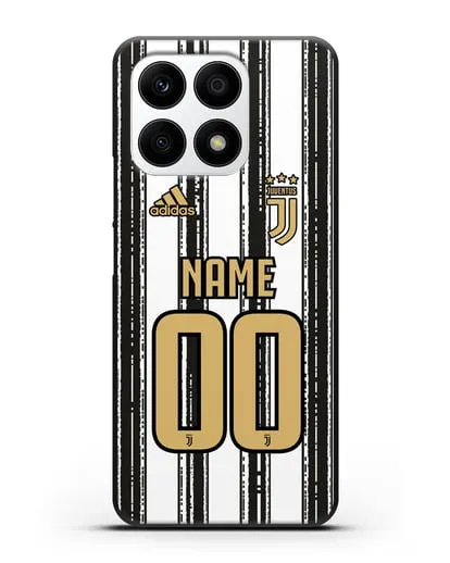 Именной чехол ФК Ювентус с фамилией и номером (сезон 2020-2021) домашняя форма силиконовый для Honor X8a