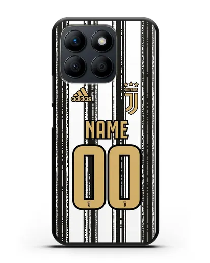 Именной чехол ФК Ювентус с фамилией и номером (сезон 2020-2021) домашняя форма силиконовый для Honor X8b