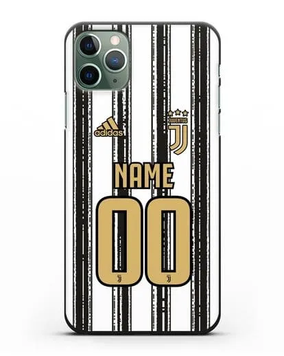 Именной чехол ФК Ювентус с фамилией и номером (сезон 2020-2021) домашняя форма силиконовый для iPhone 11 Pro