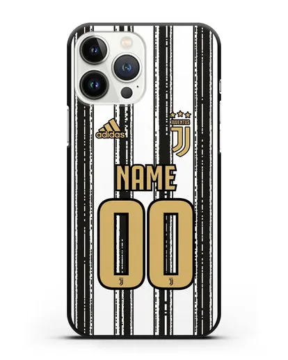 Именной чехол ФК Ювентус с фамилией и номером (сезон 2020-2021) домашняя форма силиконовый для iPhone 13 Pro Max