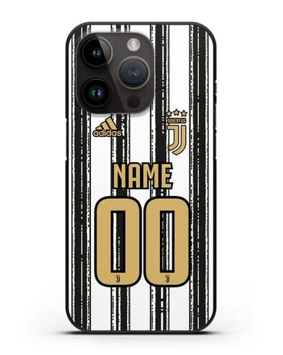 Именной чехол ФК Ювентус с фамилией и номером (сезон 2020-2021) домашняя форма силиконовый для iPhone 14 Pro