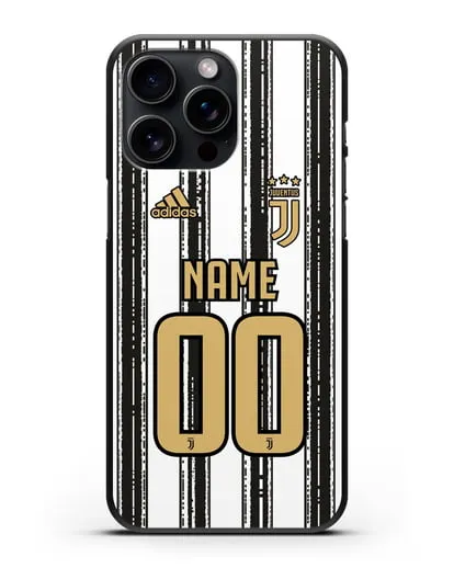 Именной чехол ФК Ювентус с фамилией и номером (сезон 2020-2021) домашняя форма силиконовый для iPhone 15 Pro Max