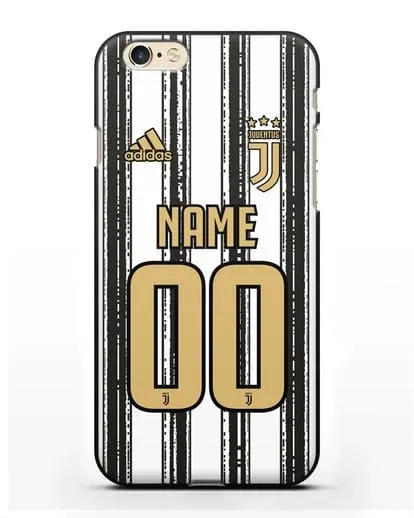 Именной чехол ФК Ювентус с фамилией и номером (сезон 2020-2021) домашняя форма силиконовый для iPhone 6