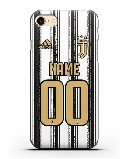 Именной чехол ФК Ювентус с фамилией и номером (сезон 2020-2021) домашняя форма силиконовый для iPhone 7