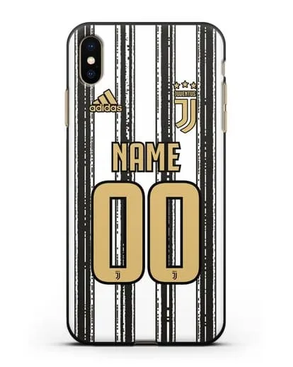 Именной чехол ФК Ювентус с фамилией и номером (сезон 2020-2021) домашняя форма силиконовый для iPhone XS Max