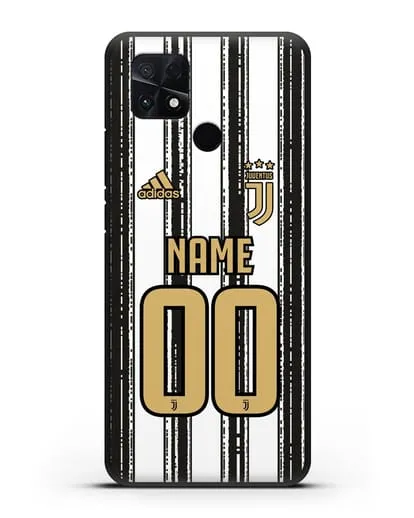 Именной чехол ФК Ювентус с фамилией и номером (сезон 2020-2021) домашняя форма силиконовый для Xiaomi Poco C40