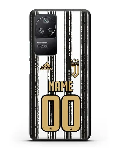 Именной чехол ФК Ювентус с фамилией и номером (сезон 2020-2021) домашняя форма силиконовый для Xiaomi Poco F4