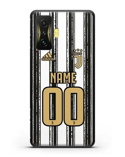 Именной чехол ФК Ювентус с фамилией и номером (сезон 2020-2021) домашняя форма силиконовый для Xiaomi Poco F4 GT
