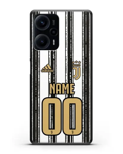 Именной чехол ФК Ювентус с фамилией и номером (сезон 2020-2021) домашняя форма силиконовый для Xiaomi Poco F5