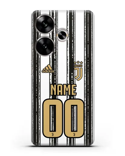 Именной чехол ФК Ювентус с фамилией и номером (сезон 2020-2021) домашняя форма силиконовый для Xiaomi Poco F6