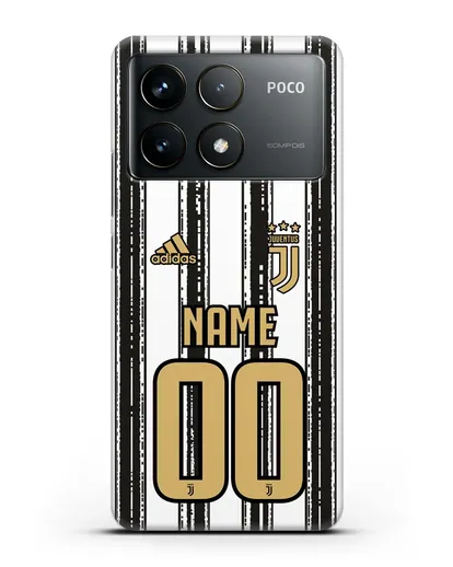 Именной чехол ФК Ювентус с фамилией и номером (сезон 2020-2021) домашняя форма силиконовый для Xiaomi Poco F6 Pro