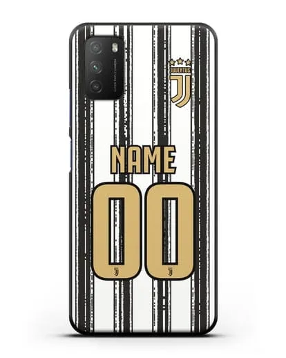 Именной чехол ФК Ювентус с фамилией и номером (сезон 2020-2021) домашняя форма силиконовый для Xiaomi Poco M3